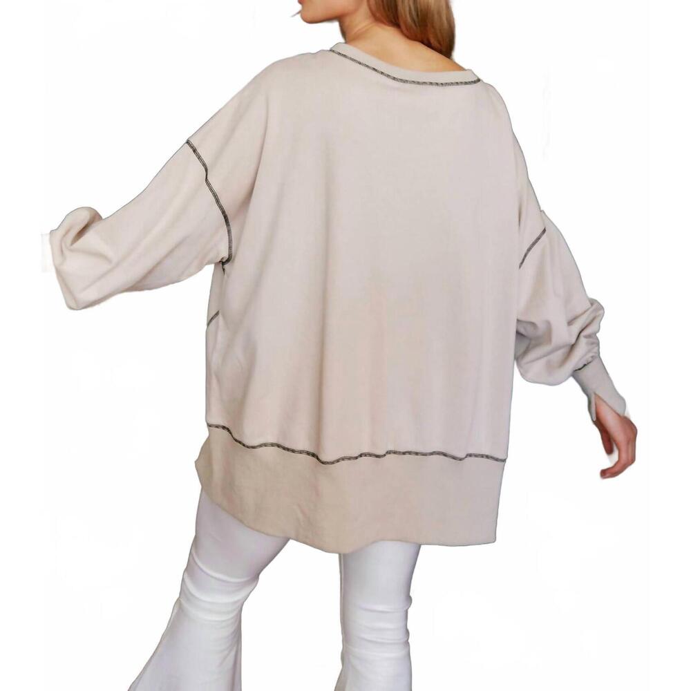 NEW FANTASTIC FAWN sequin halloween pumpkin patch knit sweatshirt in tan - Picture 4 of 7